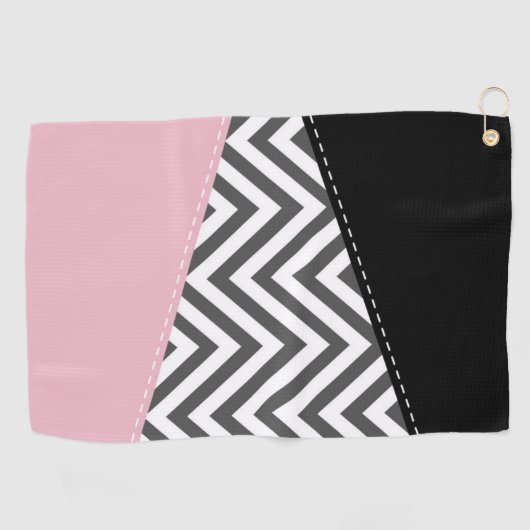 Grijs zigzag, Grijze Chevron, Zigzag Pattern, Roze Golfhanddoek (Horizontaal)