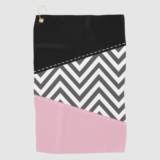 Grijs zigzag, Grijze Chevron, Zigzag Pattern, Roze Golfhanddoek (Voorkant)