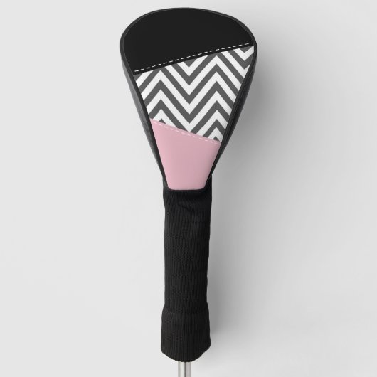 Grijs zigzag, Grijze Chevron, Zigzag Pattern, Roze Golfheadcover (Voorkant)