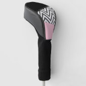 Grijs zigzag, Grijze Chevron, Zigzag Pattern, Roze Golfheadcover (Schuin)