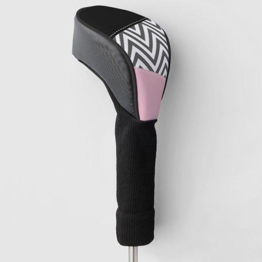 Grijs zigzag, Grijze Chevron, Zigzag Pattern, Roze Golfheadcover (Schuin)