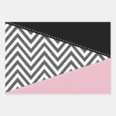 Grijs zigzag, Grijze Chevron, Zigzag Pattern, Roze Inpakpapier Vel (Voorkant 3)