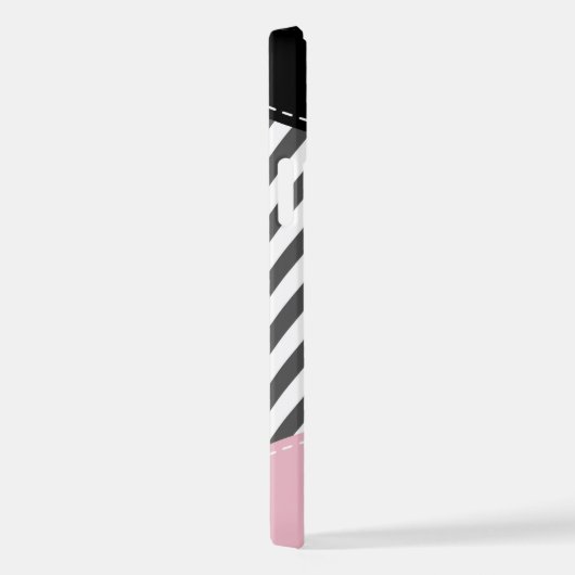 Grijs zigzag, Grijze Chevron, Zigzag Pattern, Roze iPhone Hoesje (Rechterkant)