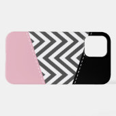 Grijs zigzag, Grijze Chevron, Zigzag Pattern, Roze iPhone Hoesje (Achterkant horizontaal)