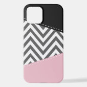 Grijs zigzag, Grijze Chevron, Zigzag Pattern, Roze iPhone Hoesje (Achterkant)