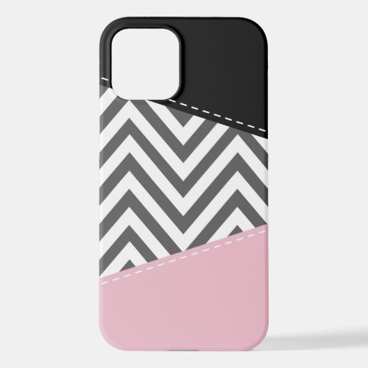 Grijs zigzag, Grijze Chevron, Zigzag Pattern, Roze iPhone Hoesje (Achterkant)