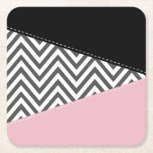 Grijs zigzag, Grijze Chevron, Zigzag Pattern, Roze Kartonnen Onderzetters (Voorkant)