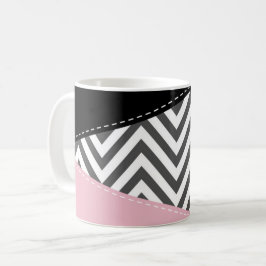 Grijs zigzag, Grijze Chevron, Zigzag Pattern, Roze Koffiemok