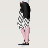 Grijs zigzag, Grijze Chevron, Zigzag Pattern, Roze Leggings (Links)