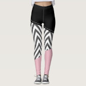Grijs zigzag, Grijze Chevron, Zigzag Pattern, Roze Leggings (Voorkant)