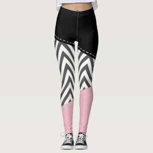 Grijs zigzag, Grijze Chevron, Zigzag Pattern, Roze Leggings