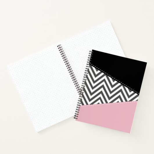 Grijs zigzag, Grijze Chevron, Zigzag Pattern, Roze Notitieboek (Binnen)