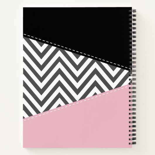 Grijs zigzag, Grijze Chevron, Zigzag Pattern, Roze Notitieboek (Achterkant)