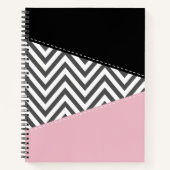 Grijs zigzag, Grijze Chevron, Zigzag Pattern, Roze Notitieboek (Voorkant)