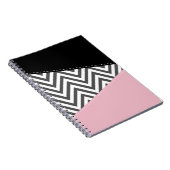 Grijs zigzag, Grijze Chevron, Zigzag Pattern, Roze Notitieboek (Rechterzijde)