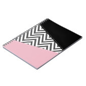 Grijs zigzag, Grijze Chevron, Zigzag Pattern, Roze Notitieboek (Linkerzijde)