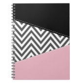 Grijs zigzag, Grijze Chevron, Zigzag Pattern, Roze Notitieboek (Voorkant)