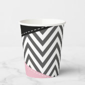 Grijs zigzag, Grijze Chevron, Zigzag Pattern, Roze Papieren Bekers (Links)