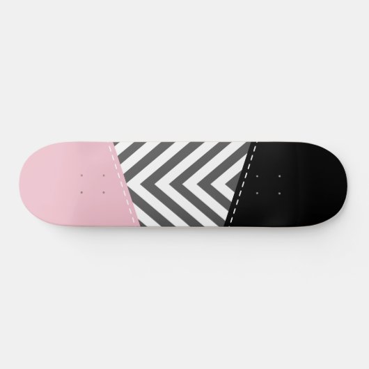 Grijs zigzag, Grijze Chevron, Zigzag Pattern, Roze Persoonlijk Skateboard (Horizontaal)