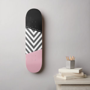 Grijs zigzag, Grijze Chevron, Zigzag Pattern, Roze Persoonlijk Skateboard