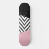 Grijs zigzag, Grijze Chevron, Zigzag Pattern, Roze Persoonlijk Skateboard (Voorkant)