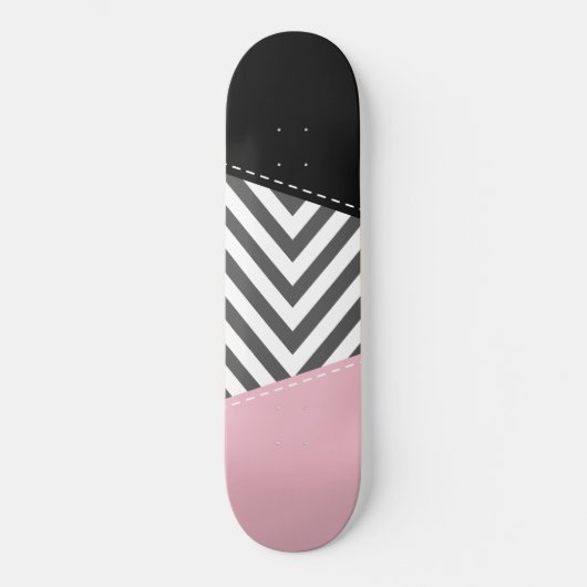 Grijs zigzag, Grijze Chevron, Zigzag Pattern, Roze Persoonlijk Skateboard (Voorkant)