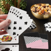 Grijs zigzag, Grijze Chevron, Zigzag Pattern, Roze Pokerkaarten (Insitu)