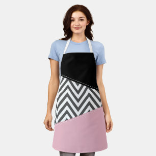 Grijs zigzag, Grijze Chevron, Zigzag Pattern, Roze Schort