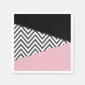 Grijs zigzag, Grijze Chevron, Zigzag Pattern, Roze Servet (Voorkant)