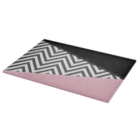 Grijs zigzag, Grijze Chevron, Zigzag Pattern, Roze Snijplank (Hoek)