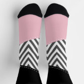 Grijs zigzag, Grijze Chevron, Zigzag Pattern, Roze Sokken (Top)
