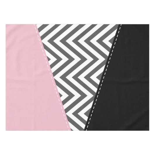 Grijs zigzag, Grijze Chevron, Zigzag Pattern, Roze Tafelkleed (Voorkant (Horizontaal))