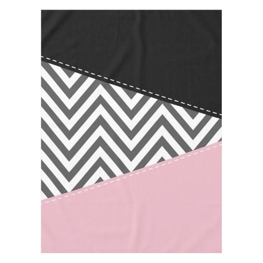 Grijs zigzag, Grijze Chevron, Zigzag Pattern, Roze Tafelkleed (Voorkant)