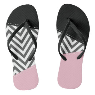 Grijs zigzag, Grijze Chevron, Zigzag Pattern, Roze Teenslippers