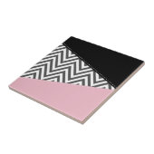 Grijs zigzag, Grijze Chevron, Zigzag Pattern, Roze Tegeltje (Zijkant)