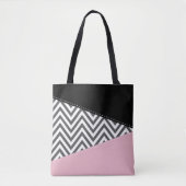 Grijs zigzag, Grijze Chevron, Zigzag Pattern, Roze Tote Bag (Voorkant)