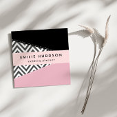Grijs zigzag, Grijze Chevron, Zigzag Pattern, Roze Vierkante Visitekaartje