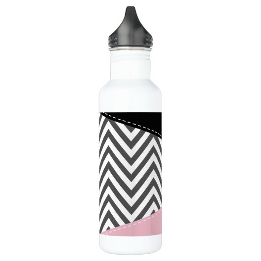 Grijs zigzag, Grijze Chevron, Zigzag Pattern, Roze Waterfles (Links)