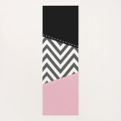 Grijs zigzag, Grijze Chevron, Zigzag Pattern, Roze Yogamat (Achterkant)