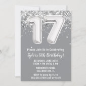 Grijs Zilver 17e Verjaardagsfeest Kaart (Voorkant)