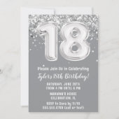 Grijs Zilver 18e Verjaardagsfeest Kaart (Voorkant)