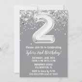 Grijs Zilver 2e Verjaardagsfeest Kaart (Voorkant)