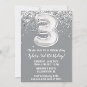Grijs Zilver 3e Verjaardag Uitnodiging (Voorkant)