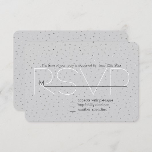 Grijs Zilver Confetti RSVP (Voorkant / Achterkant)