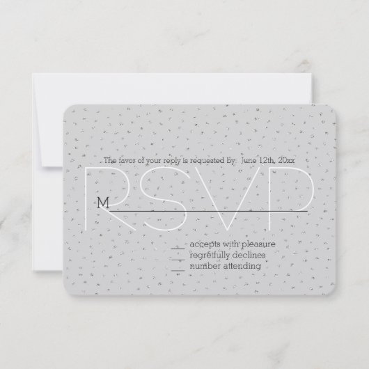 Grijs Zilver Confetti RSVP Kaartje (Voorkant)