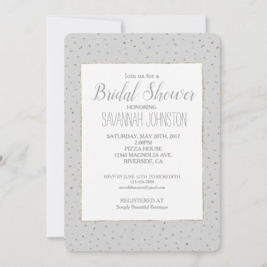 Grijs Zilver Confetti vrijgezellenfeest Kaart (Voorkant)