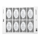  Grijs Zilver Damast Parel V Wijnflesetiket Etiket (Full Sheet)