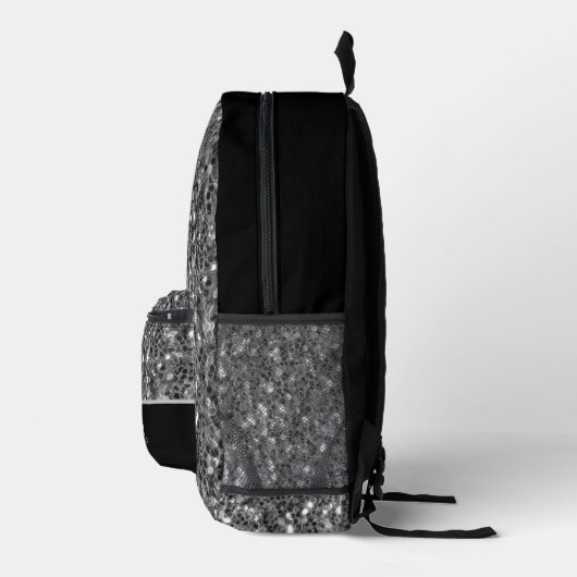 Grijs zilver glitters sparkles zwart Aangepaste na Bedrukte Rugzak (Rechts)