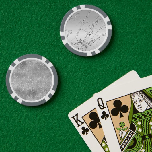 Grijs Zilver Glitzy Nep Glitter Poker Chips (Pokertafel (Dubbel))