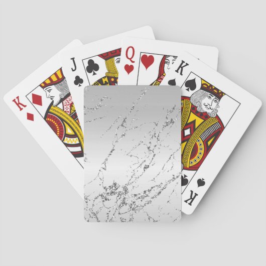 Grijs Zilver Glitzy Nep Glitter Pokerkaarten (Achterkant)